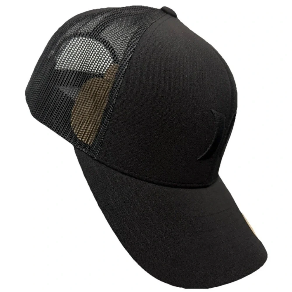Hurley Men's M Del Mar Trucker Hat All Black Snapback Mesh Back Cap One Size New